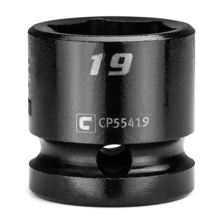 CAPRI TOOLS 1/2 in Drive 19 mm 6-Point Metric Stubby Impact Socket CP55419